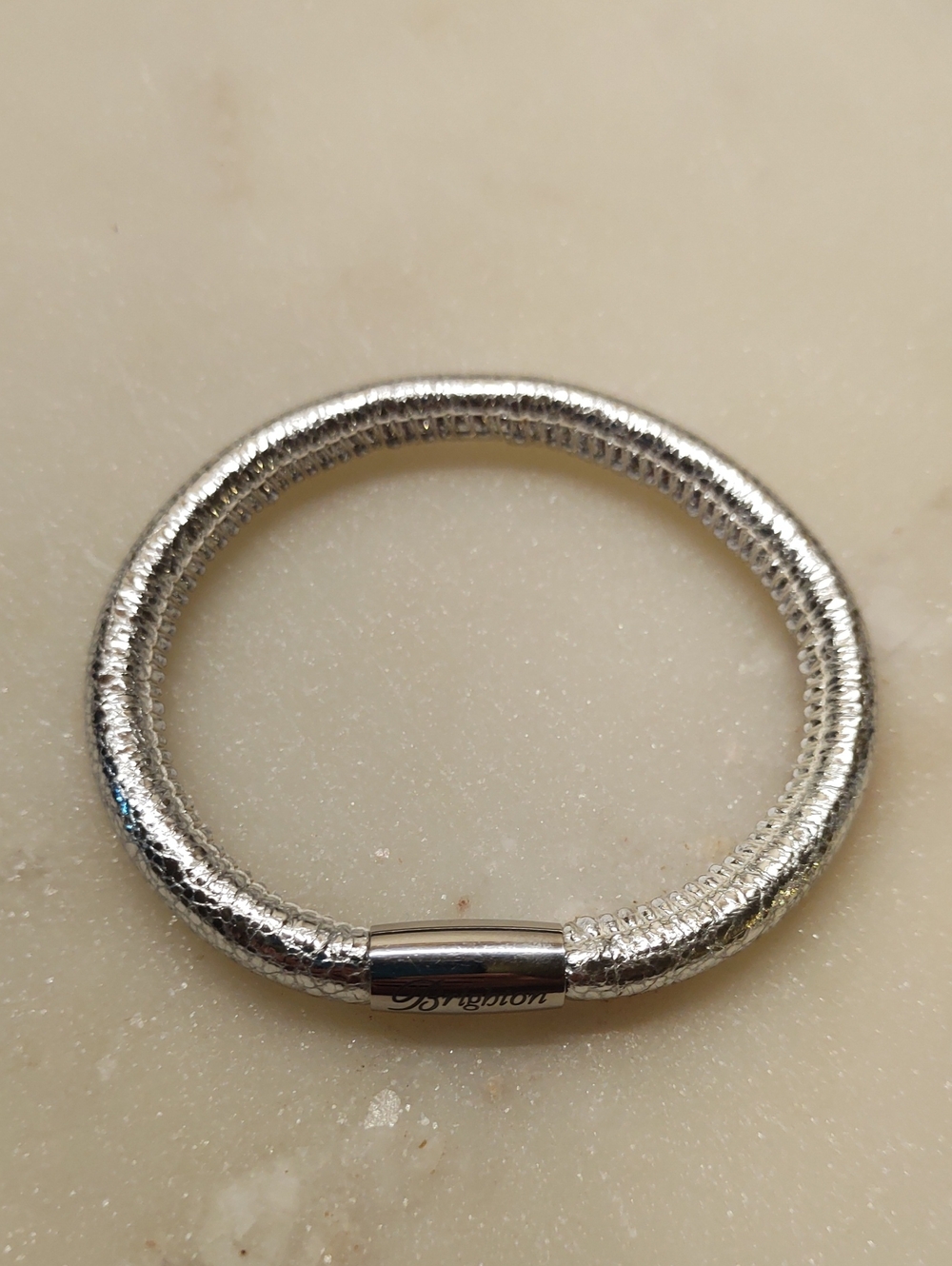 Brighton Woodstock Charm Bracelet Silver Metallic Leather